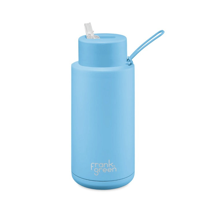 34oz Frank Green Ceramic Reusable Bottle w Straw Sky Blue