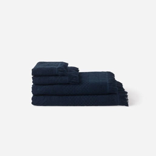 Citta Navy Jacquard Bath Towel