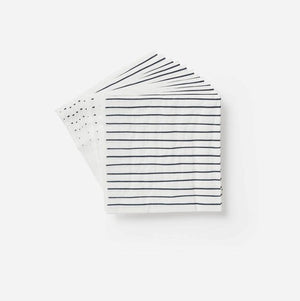 Citta White/Navy Stripe Dinner Paper Napkin Pack