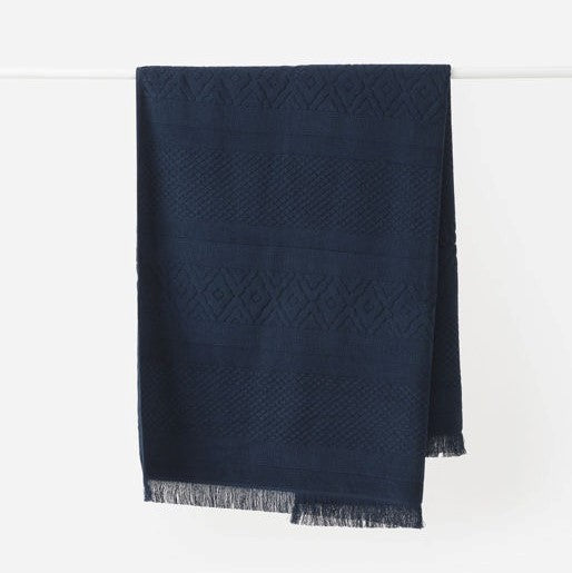 Citta Navy Jacquard Bath Towel