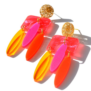Hagen + Co Pink Mardi Gras Earrings